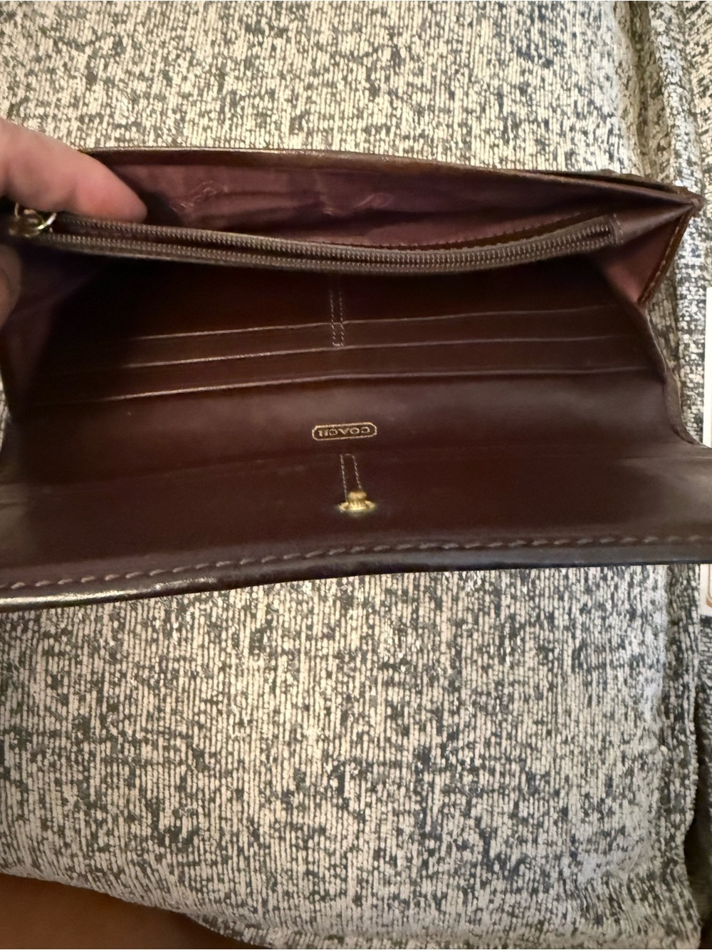Coach Tan/Brown Signature Jacquard Bifold Wallet with Leather Band - Picture 4 of 7